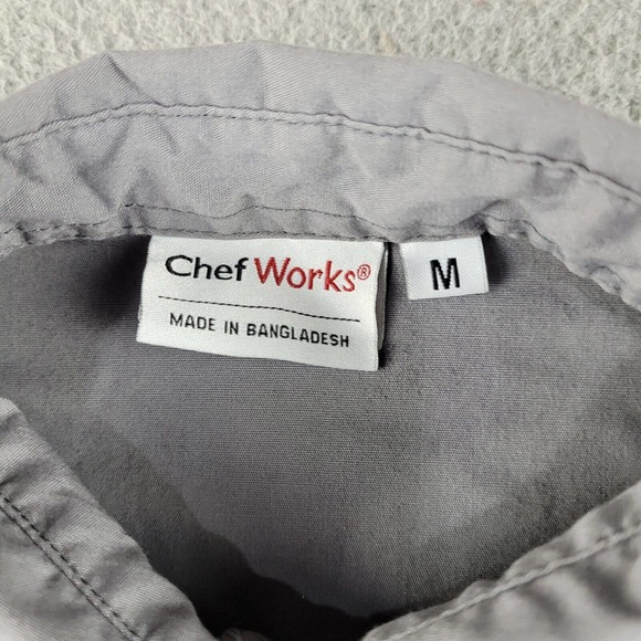 Chef Works Shirt Womens Medium Gray Button Up Cook‎ Kitchen Uniform Slim Fit Top - Picture 2 of 10